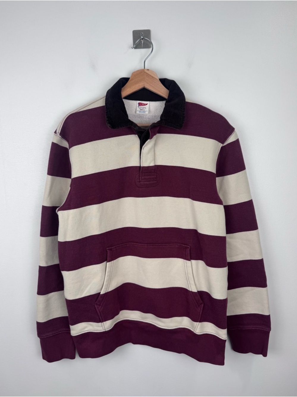 J.Crew Men Heritage Fleece Striped Rugby Pullover Sweater Size Small
